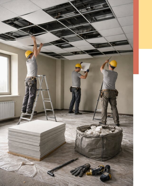 Демонтаж потолка Армстронг в Киселевске от 4626 руб. быстро и недорого | ОТДЕЛОЧНИК-Кис