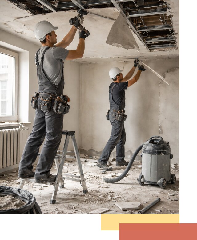 Демонтаж гипсокартонного потолка в Киселевске быстро и аккуратно