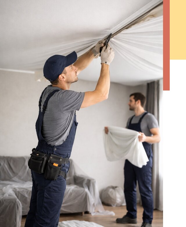 Демонтаж натяжного потолка в Киселевске от 4626 руб. — снятие и разбор под ключ | ОТДЕЛОЧНИК-Кис