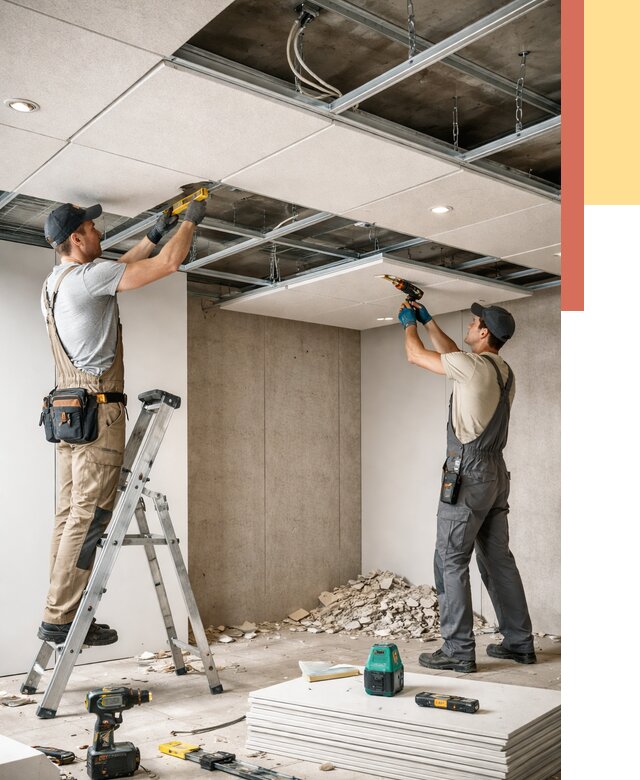 Монтаж акустического потолка в Киселевске от 6683 руб/м2 — быстро и недорого | ОТДЕЛОЧНИК-Кис