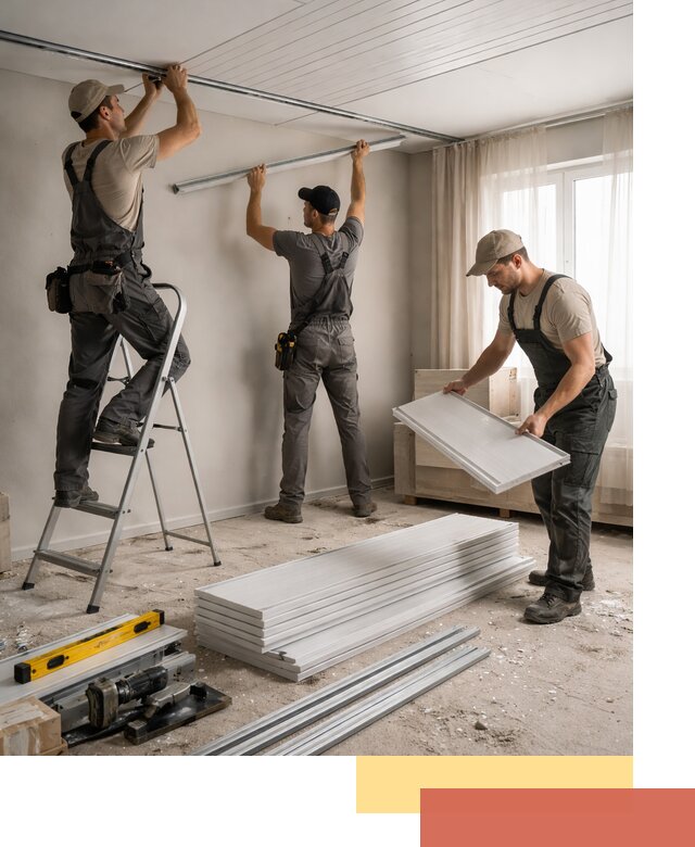 Монтаж потолка из ПВХ панелей в Киселевске оперативно и качественно