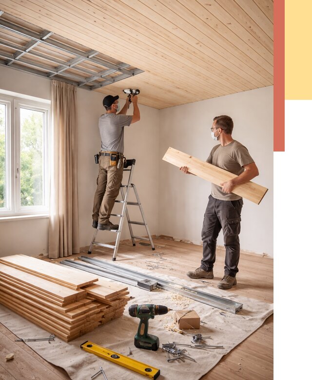 Монтаж потолка из вагонки в Киселевске от 6683 руб. | Быстро и недорого — ОТДЕЛОЧНИК-Кис