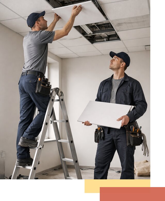 Обслуживание подвесного потолка в Киселевске — ремонт и чистка