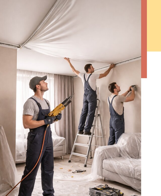 Установка натяжного потолка в Киселевске от 4626 руб. | Быстро и недорого — ОТДЕЛОЧНИК-Кис