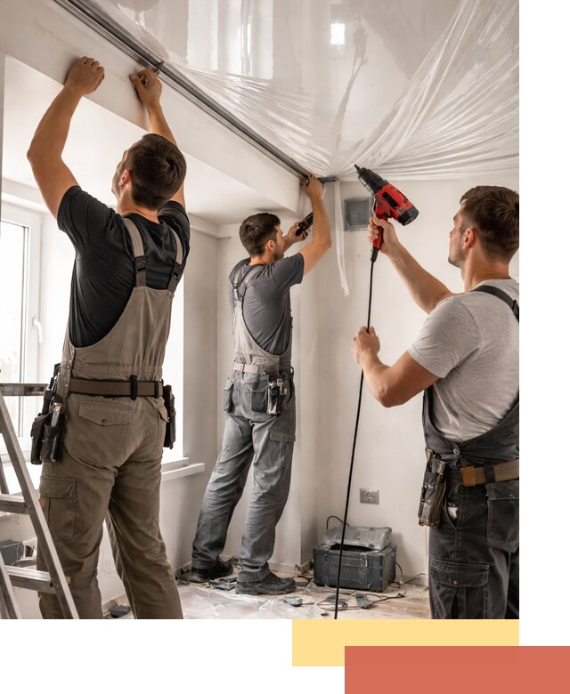 Монтаж глянцевого натяжного потолка в Киселевске быстро и качественно