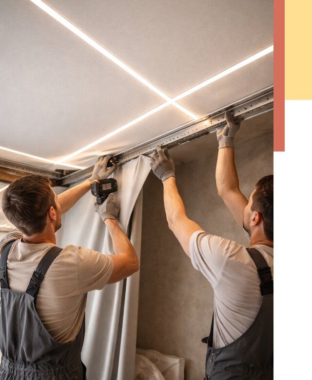 Монтаж натяжного потолка со световыми линиями в Киселевске от 1234 руб. | ОТДЕЛОЧНИК-Кис