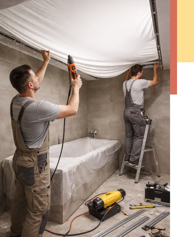 Монтаж натяжного потолка в ванной в Киселевске от 1234 руб. под ключ | ОТДЕЛОЧНИК-Кис