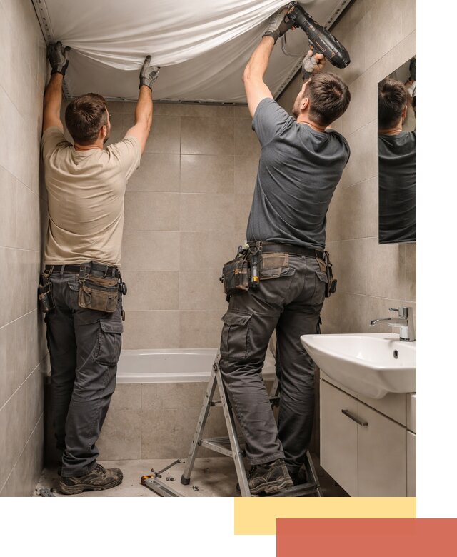 Монтаж натяжного потолка в ванной в Киселевске быстро и качественно