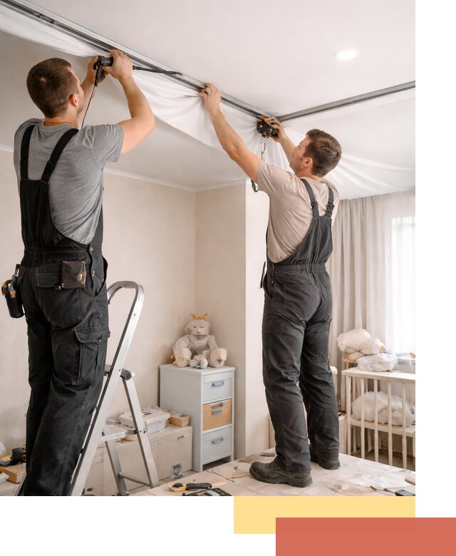 Монтаж натяжного потолка в детской комнате в Киселевске