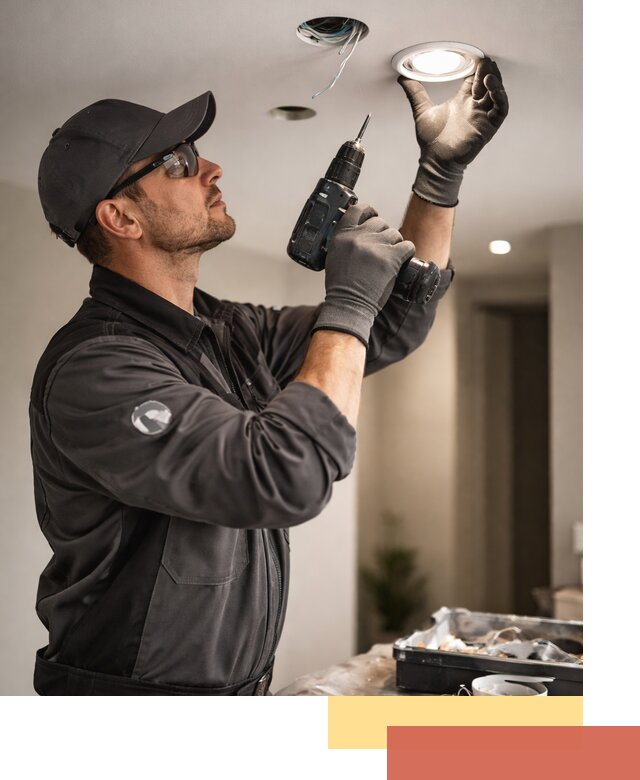 Установка точечных светильников в натяжной потолок в Киселевске