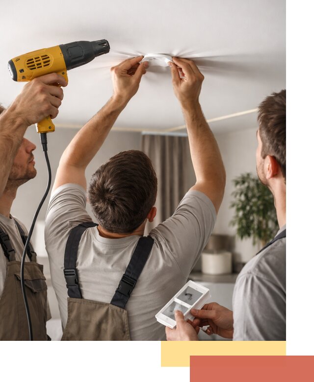 Ремонт прокола полотна натяжного потолка в Киселевске