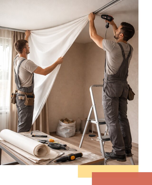 Замена полотна натяжного потолка в Киселевске быстро и качественно