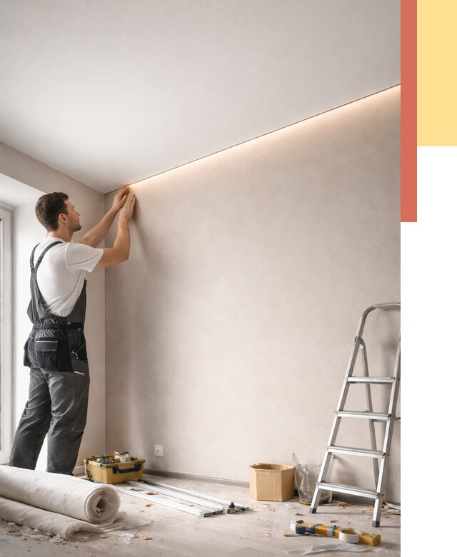 Теневые натяжные потолки в Киселевске от 8430 руб. под ключ | ОТДЕЛОЧНИК-Кис