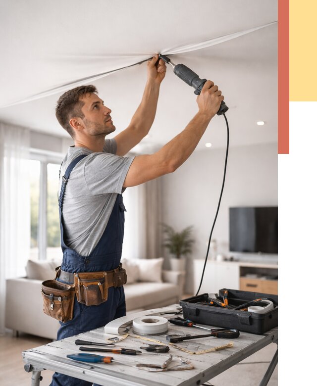 Ремонт натяжных потолков в Киселевске от 9767 руб. под ключ — ОТДЕЛОЧНИК-Кис