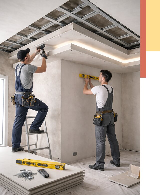 Двухуровневый потолок из гипсокартона в Киселевске от 1491 руб. под ключ | ОТДЕЛОЧНИК-Кис