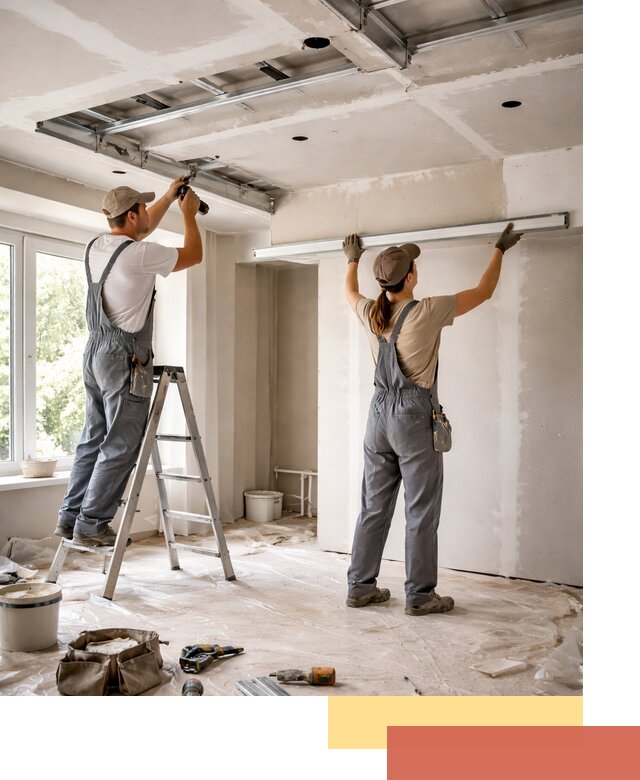 Монтаж многоуровневого потолка из гипсокартона в Киселевске