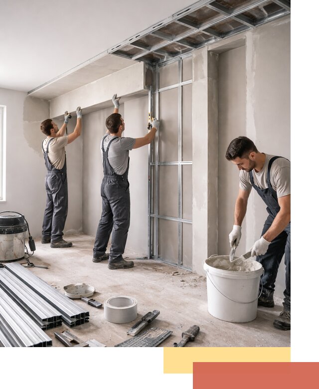 Монтаж потолка из гипсокартона с нишей в Киселевске