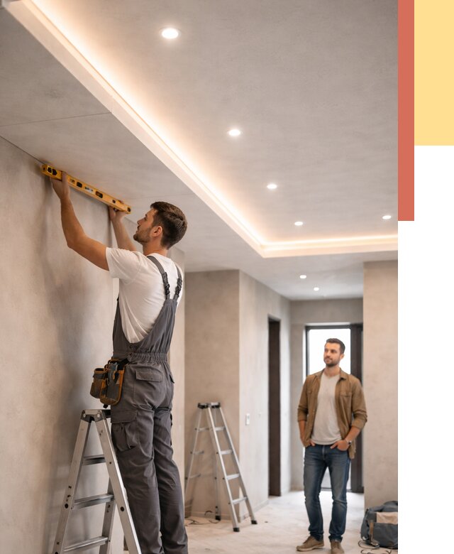 Потолок из гипсокартона с подсветкой в Киселевске от 771 руб./м2 под ключ | ОТДЕЛОЧНИК-Кис