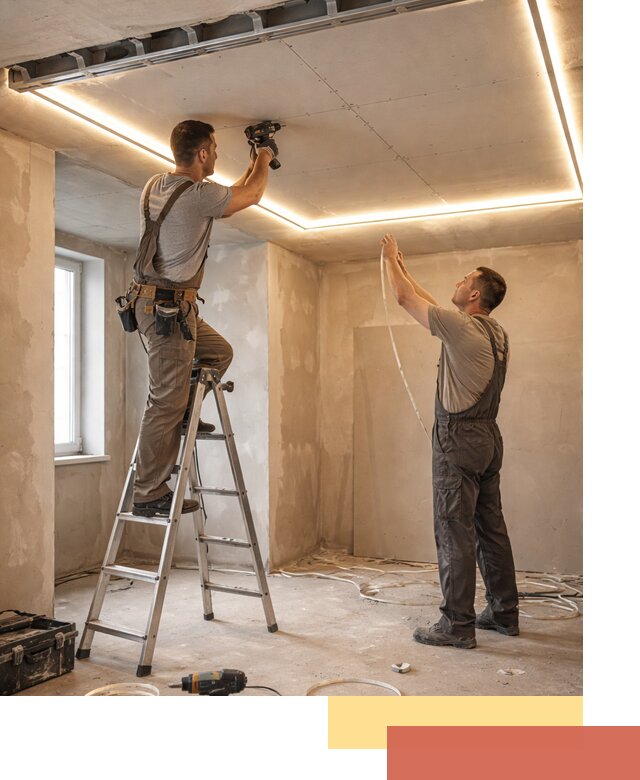 Потолок из гипсокартона с подсветкой в Киселевске