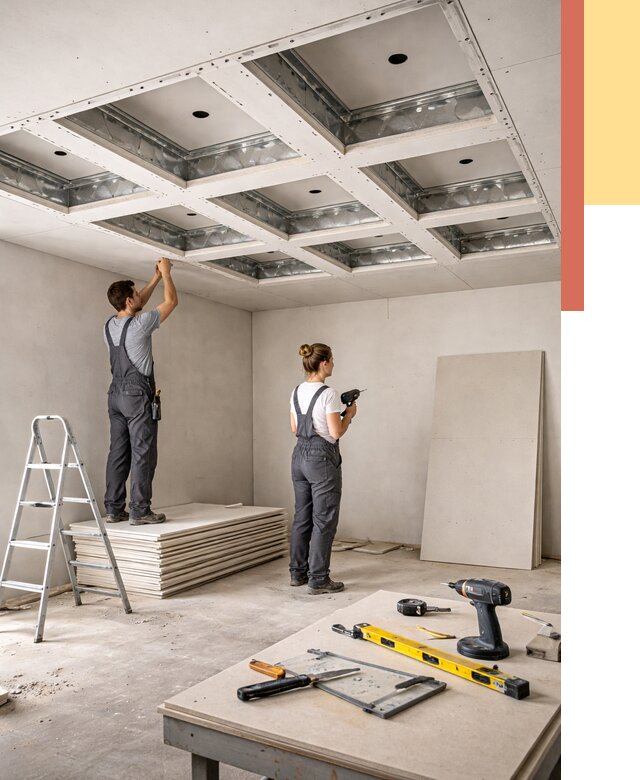 Кессонный потолок из гипсокартона в Киселевске от 1902 руб. — монтаж и под ключ | ОТДЕЛОЧНИК-Кис