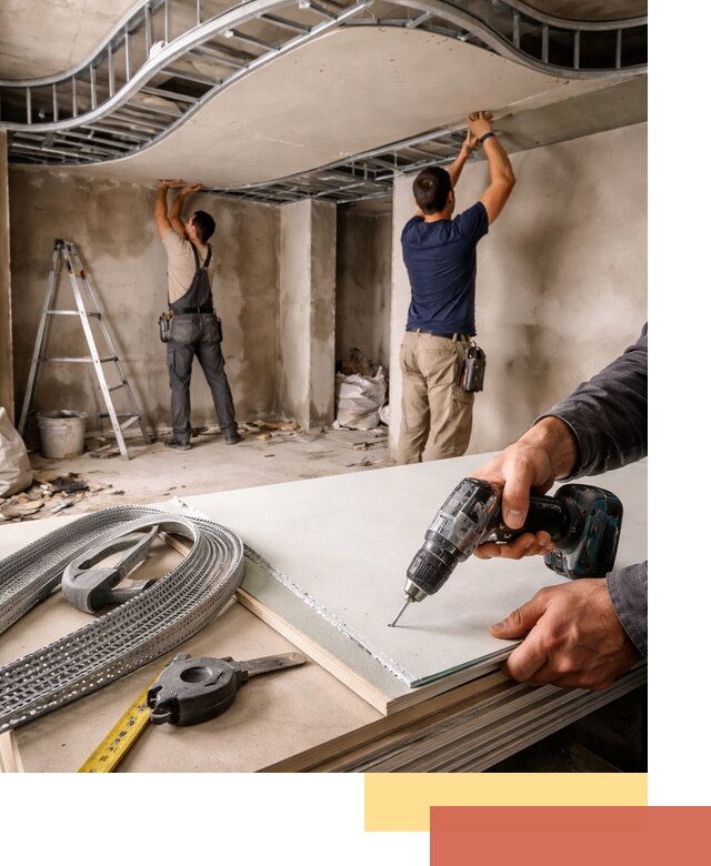 Криволинейный потолок из гипсокартона в Киселевске — монтаж и отделка