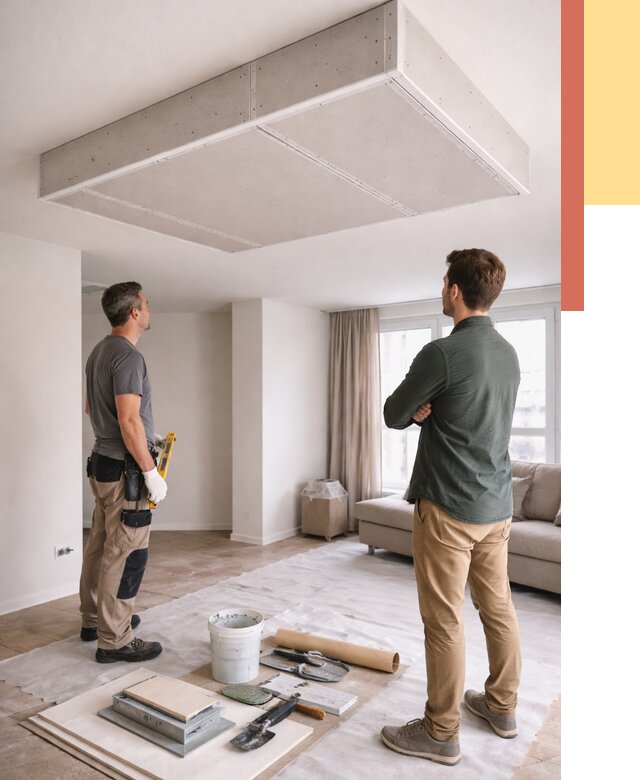 Короб на потолке из гипсокартона в Киселевске от 2262 руб. — монтаж и услуги под ключ | ОТДЕЛОЧНИК-Кис