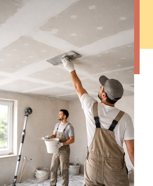Шпаклевка потолка из гипсокартона в Киселевске от 3290 руб./м2 — услуги под ключ | ОТДЕЛОЧНИК-Кис
