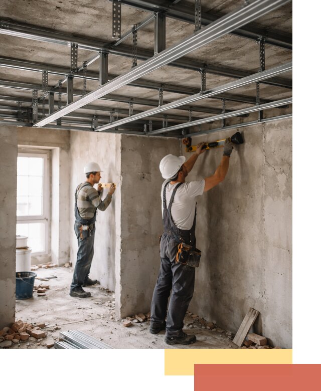 Монтаж каркаса потолка из профильного профиля в Киселевске