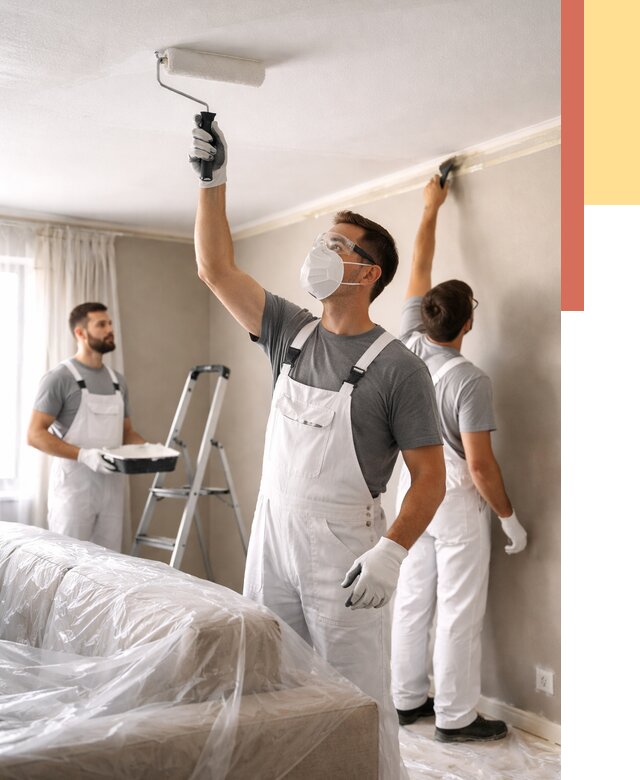 Покраска потолка водоэмельсионной краской в Киселевске от 2262 руб/м² — услуги под ключ | ОТДЕЛОЧНИК-Кис