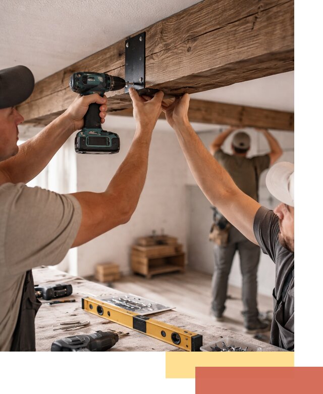 Монтаж декоративных потолочных балок в Киселевске