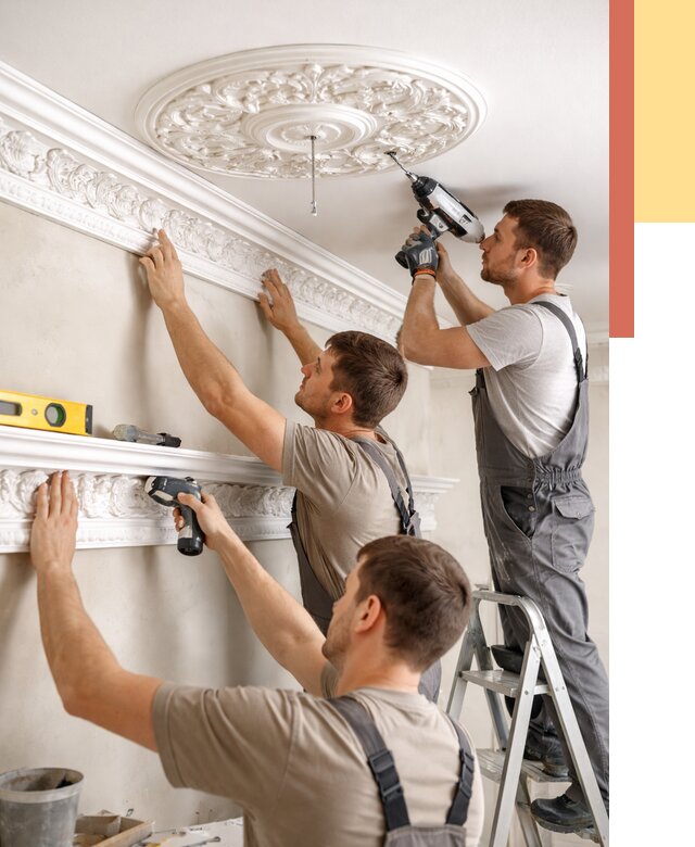 Монтаж лепнины на потолок в Киселевске от 3290 руб. быстро и недорого | ОТДЕЛОЧНИК-Кис